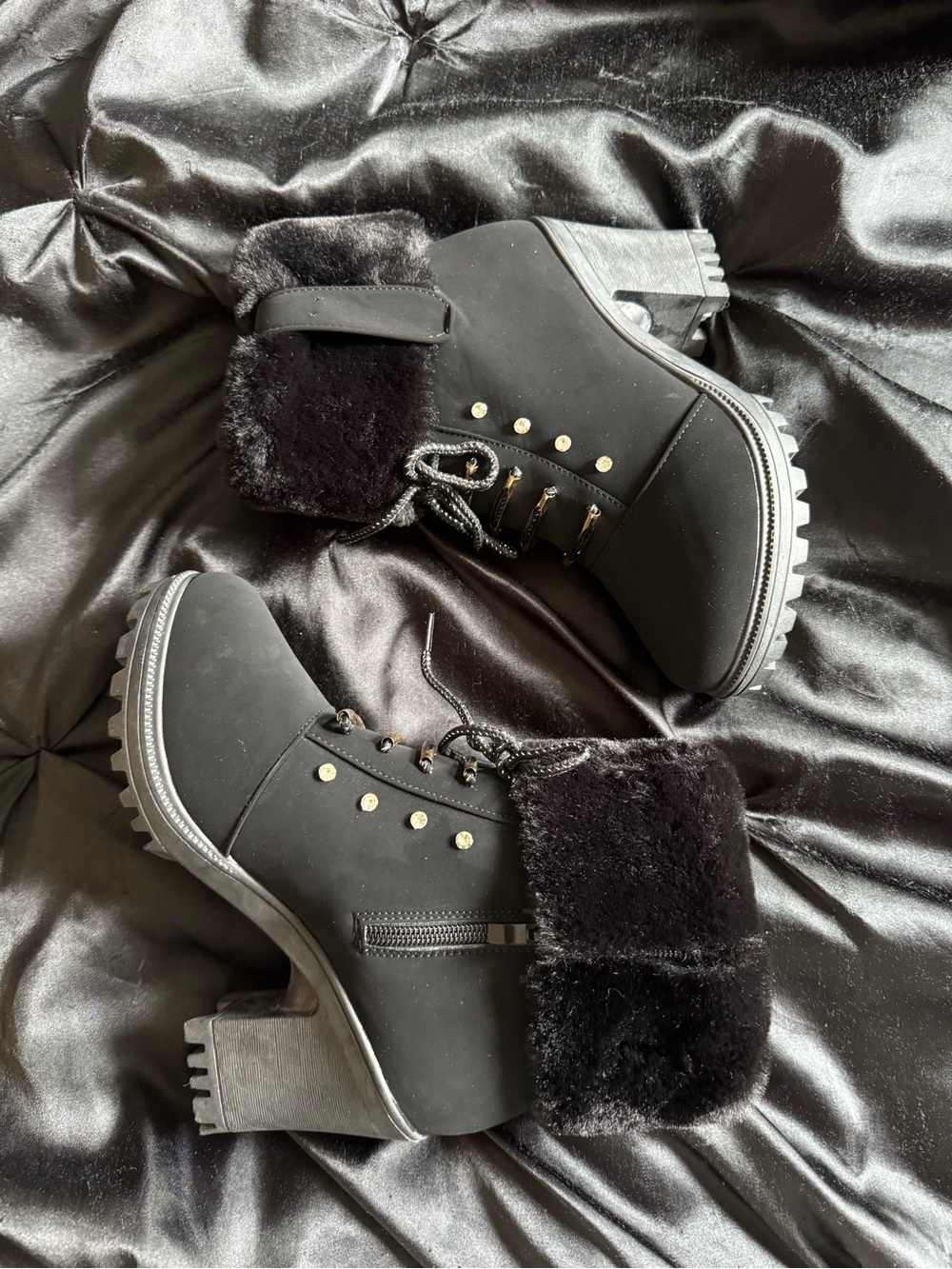Black Faux Fur Boots
